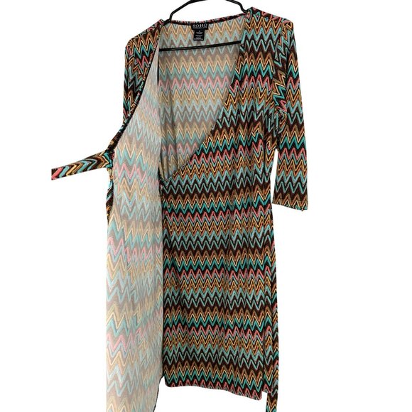Soho Apparel Chevron Wrap Dress Size 10 Lightweight Summer Stretch RAA10427 - Picture 6 of 10
